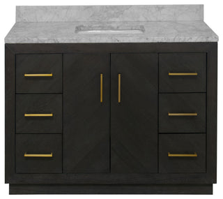 Peyton Bathroom Vanity, Dark Oak, 48", Top: Carrara Marble, Single