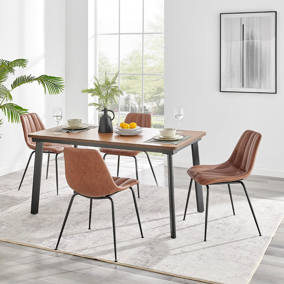 Robert PU Counter Stool,, Set of 4, Umber Brown, Dining Side Chair, Faux Leather