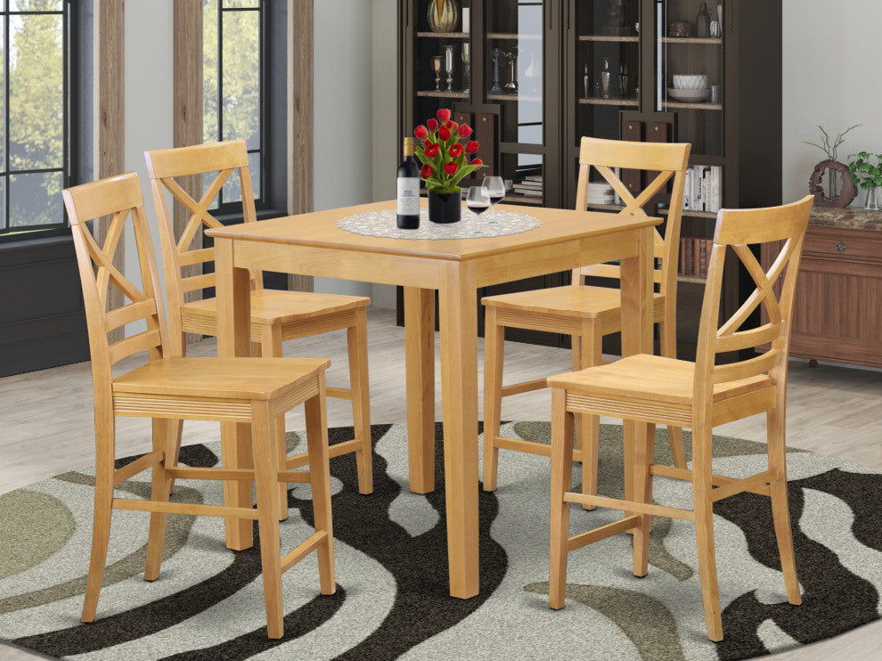 5 Pc Counter Height Dining Set - Counter Height Table, 4 Counter Height Stool