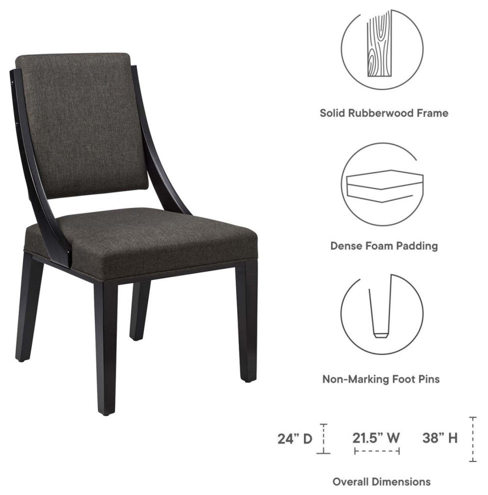 Side Dining Chair, Set of 2, Gray, Fabric, Modern