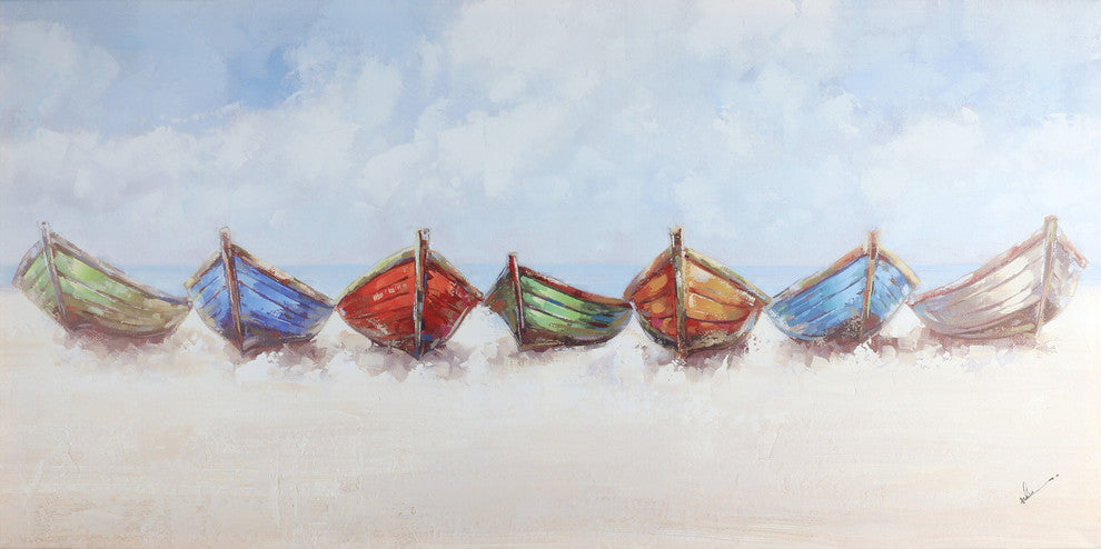 24"x48" Ready to Boat Canvas Wall Art Print by Tina O. Blue Sky Beach