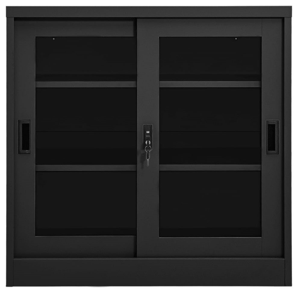 Vidaxl Sliding Door Cabinet Anthracite 35.4"x15.7"x35.4" Steel