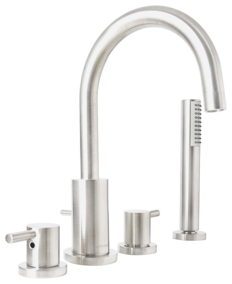 Signature Series 2 Handle Roman Tub Filler Deck Mount with Hand Shower, Brushed