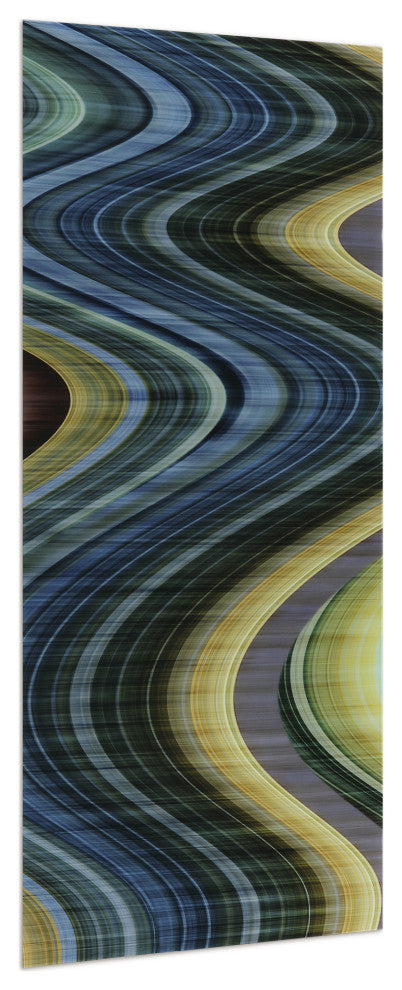 "Rumba 2" Abstract Wall Art on Frameless Free Floating Tempered Glass 63x24