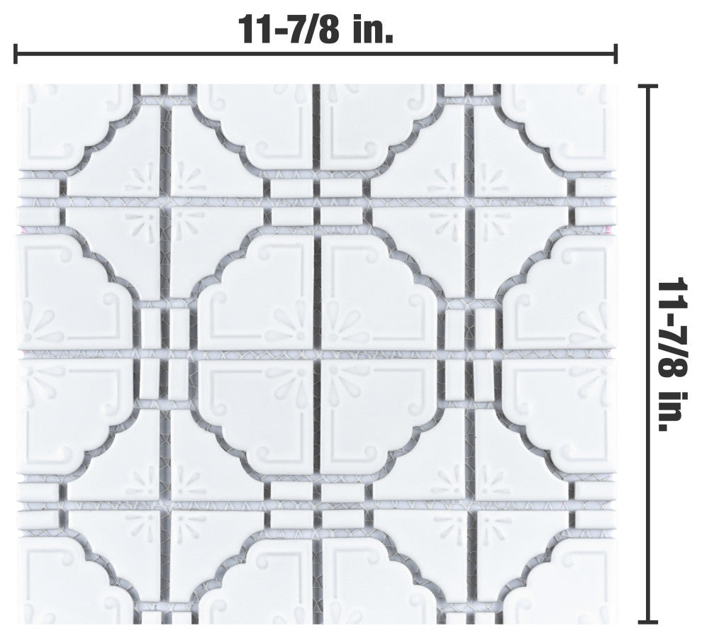 Hudson Moonbeam Porcelain Mosaic Floor and Wall Tile, Glossy White