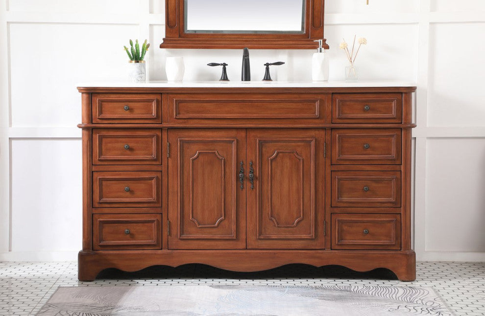 Elegant VF30460TK 60"Double Bathroom Vanity, Teak