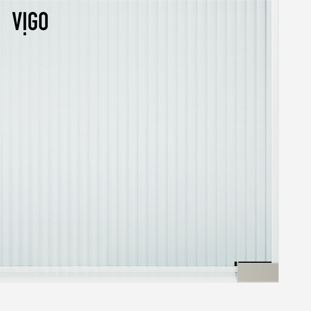 VIGO Arden 34" W x 78" H Frameless Fixed Shower Screen, Stainless Steel, Fluted Glass