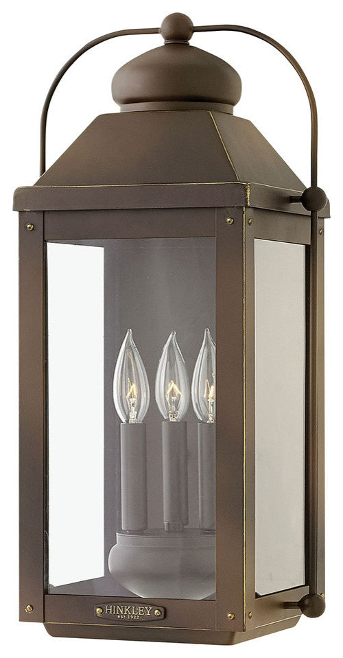 Hinkley Anchorage Large Wall Mount Lantern, Light Oiled Bronze