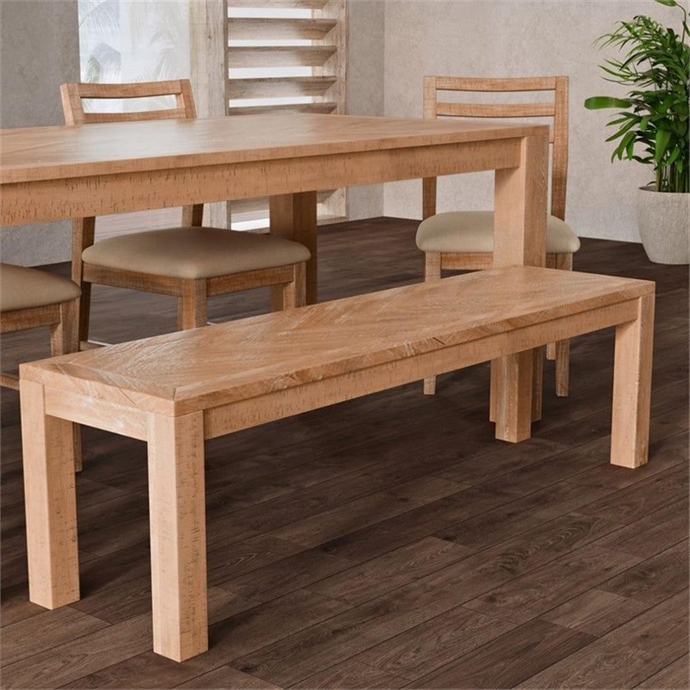Aiden Dining Bench, Weathered Natural