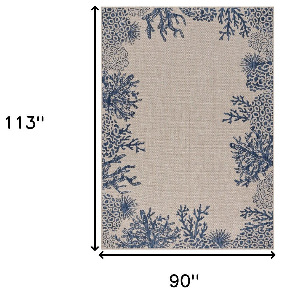 8' X 9' Blue And Gray Indoor Outdoor Area Rug