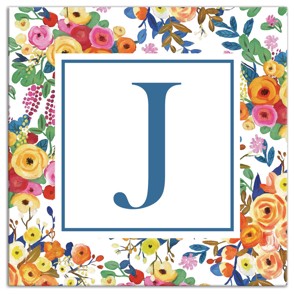 Wildflower Monogram - J 12x12 Canvas Wall Art