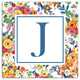 Wildflower Monogram - J 12x12 Canvas Wall Art