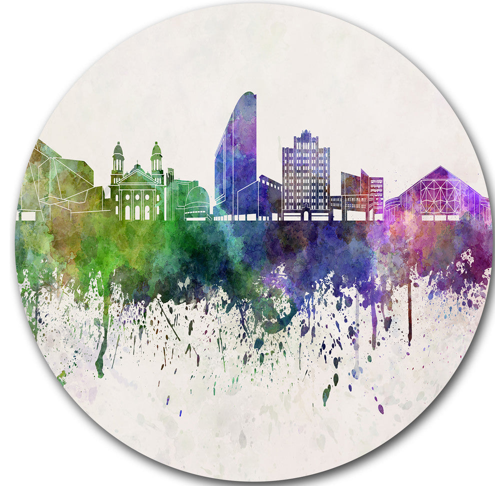 San Jose Skyline, Cityscape Disc Metal Wall Art, 36"