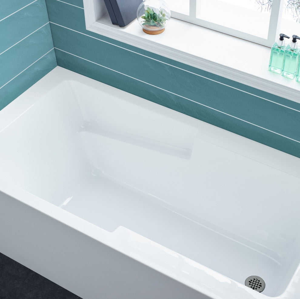 Voltaire 48"x32" Acrylic White, Alcove, Left Hand Drain, Apron Bathtub