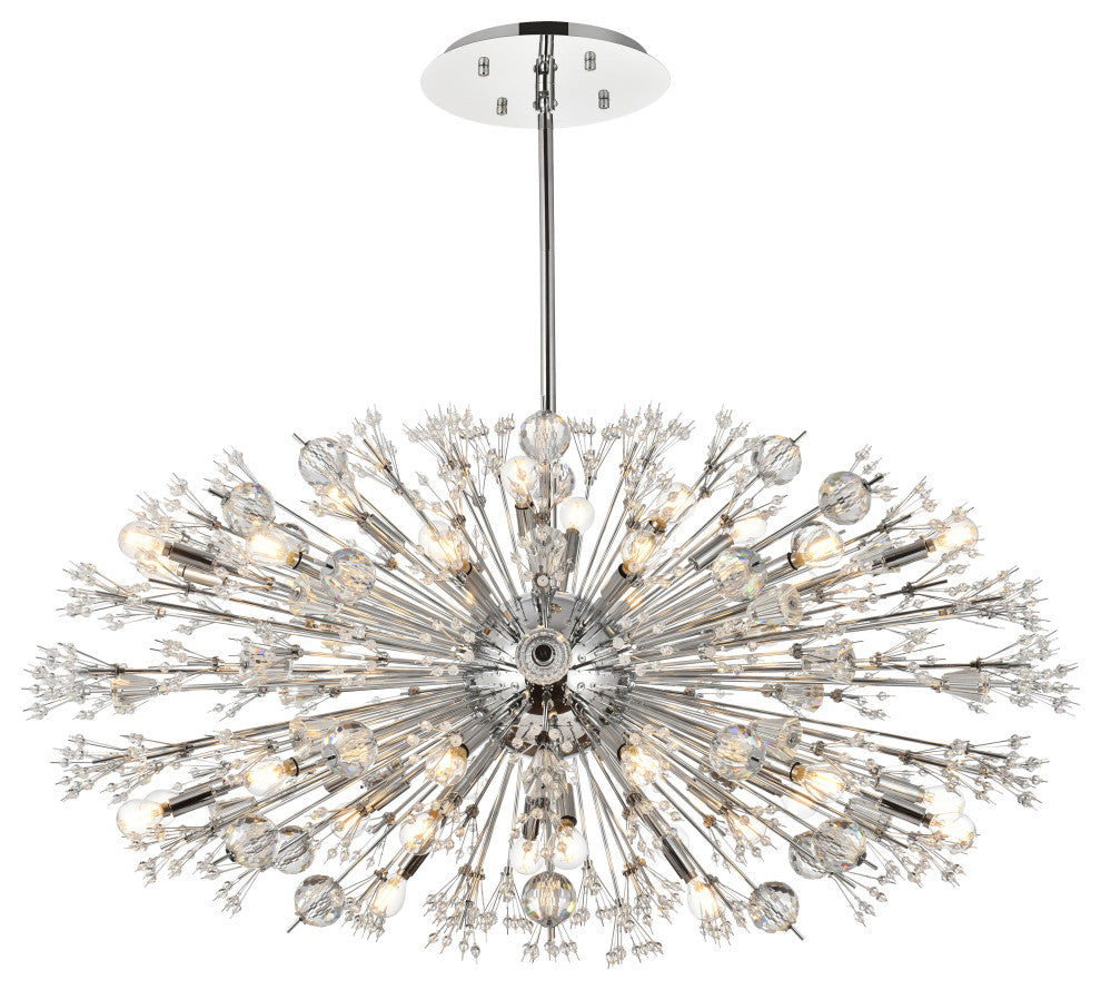 Victor 48" Crystal Starburst Oval Pendant, Chrome