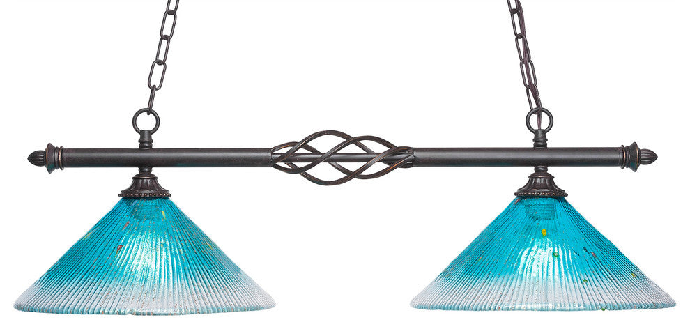 Elegante 2-Light Island Light, Teal Crystal
