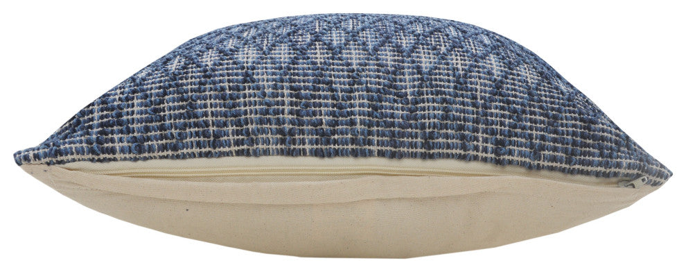 Ox Bay Handwoven Blue Diamond Organic Cotton Pillow Cover, 20"x20"
