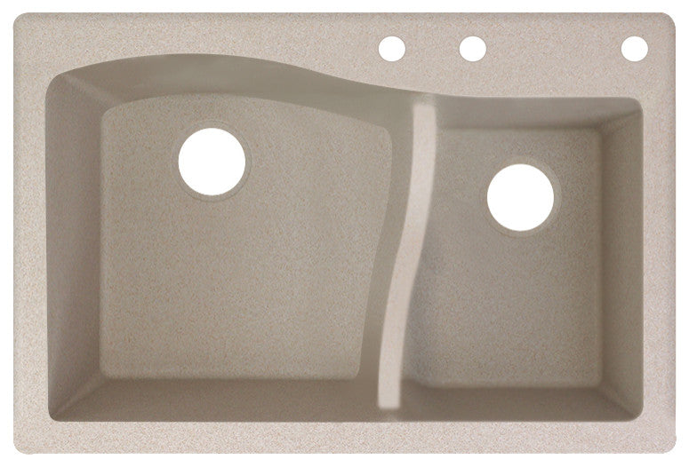 Aversa SilQ Granite 33"Drop-in Kitchen Sink with 3 Faucet Holes in Cafe Latte