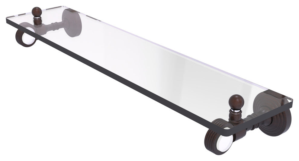 Pacific Grove 22" Glass Shelf with Groovy Accents, Venetian Bronze