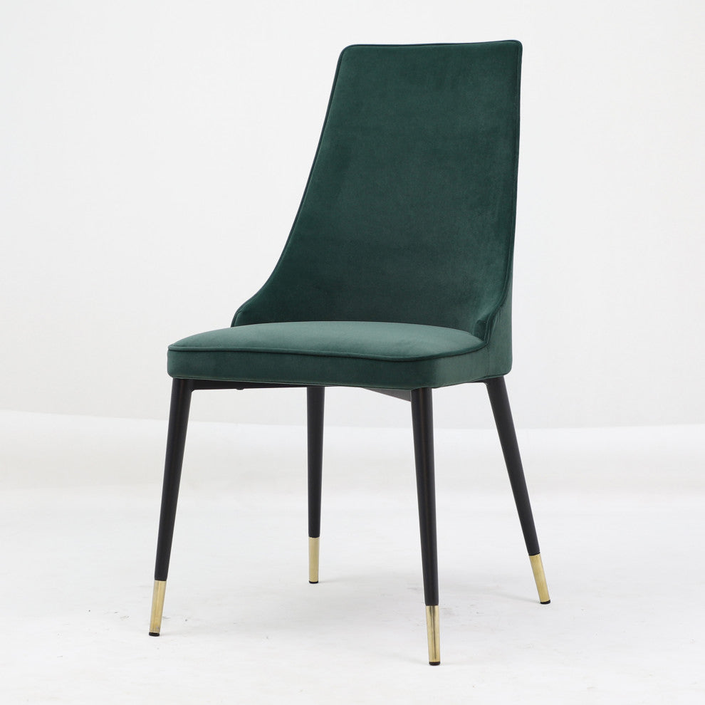 Elite Living Chelsea, Set of 2, Velvet Upholstered Dining Chair, Velvet Green