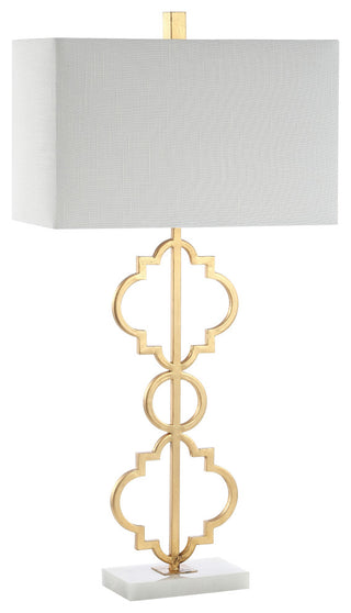 Selina 32" Iron Ogee Trellis Modern LED Table Lamp, Gold  by JONATHAN  Y