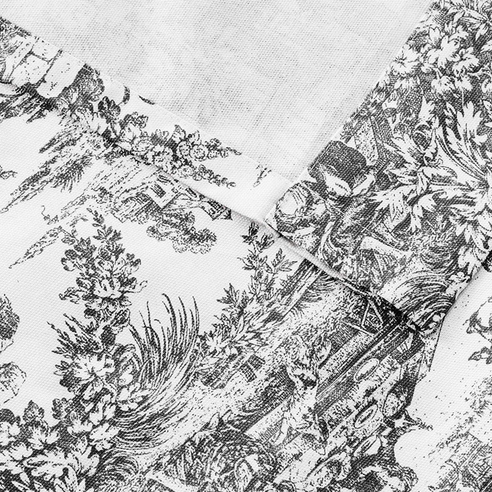 Victoria Park Toile Panel Pair Curtains With Tiebacks, Black, 68"x84"