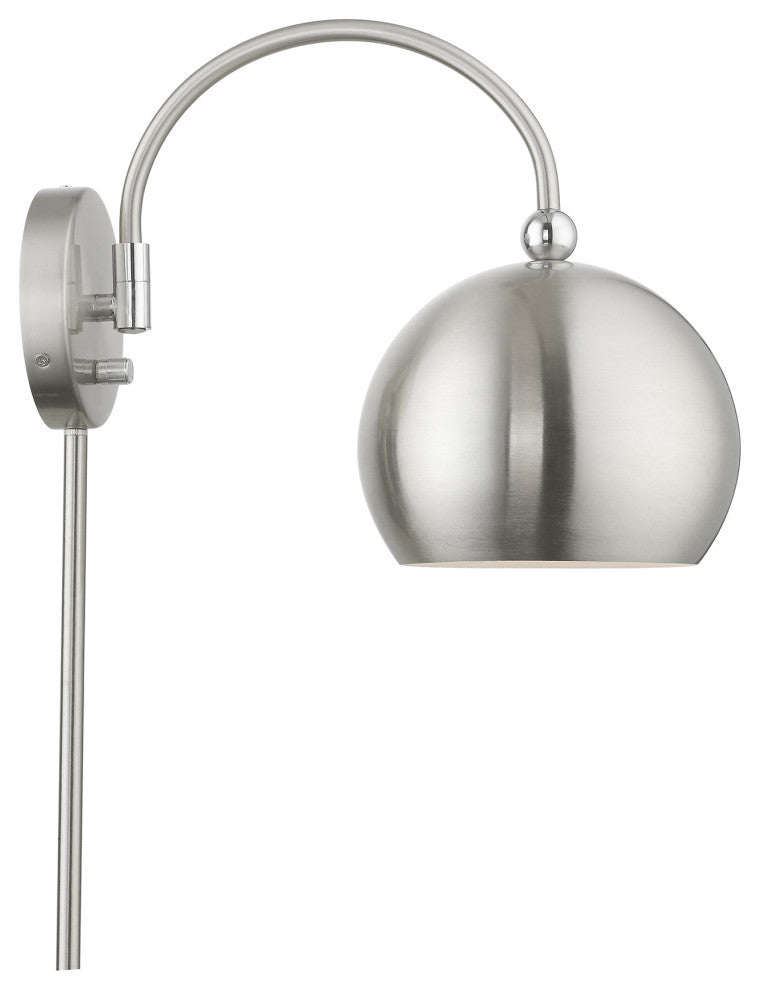 Stockton 1 Light Brushed Nickel With Polished Chrome Accents Swing Arm Wall Lamp