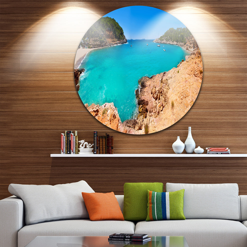 Saladeta Ibiza In San Antonio, Modern Seascape Round Wall Art, 36"