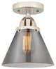 Large Cone Semi-Flush Mount, Polished Nickel, Plated Smoke, Plated Smoke
