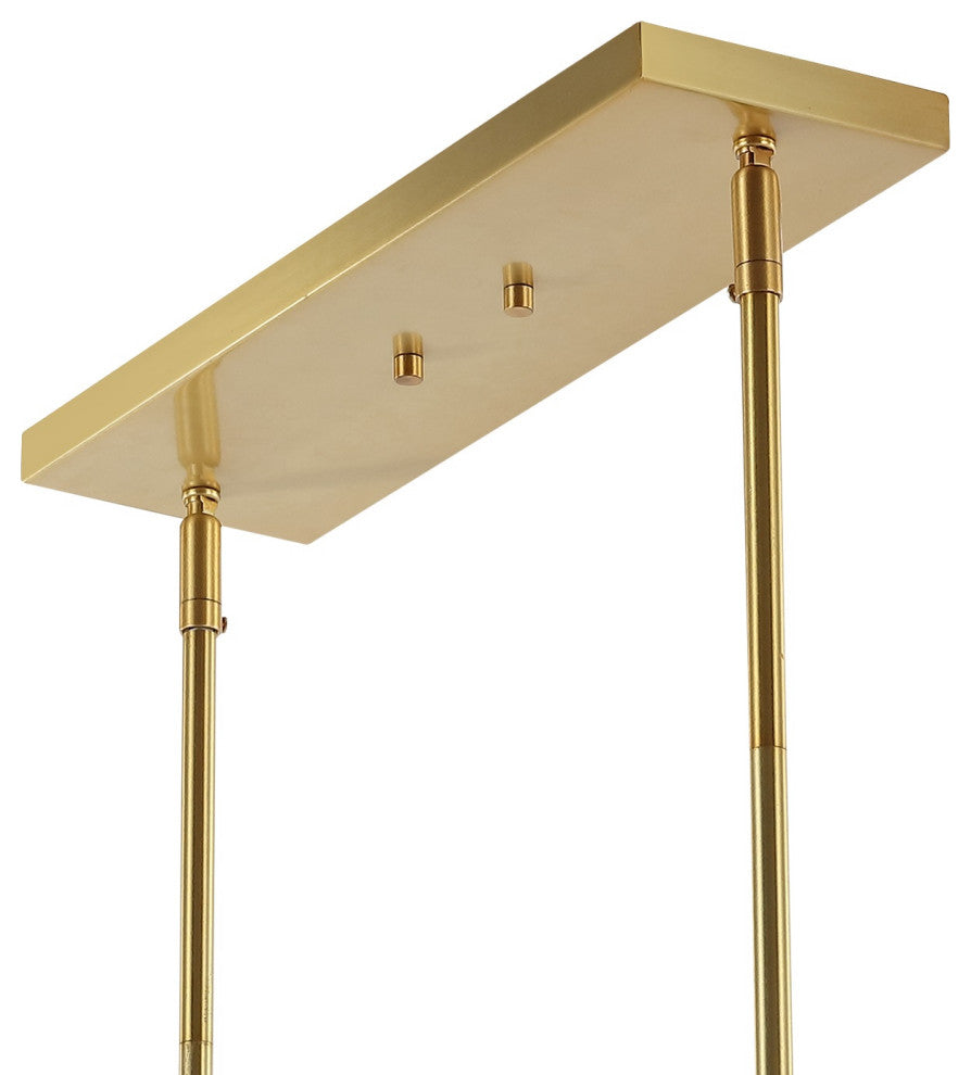 Luca Parisian 53" 7-Light Modern Iron Globe Linear LED Pendant, Brass Gold/White