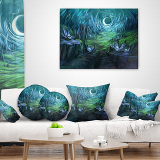 Twilight Valley Landscape Abstract Throw Pillow, 16"x16"