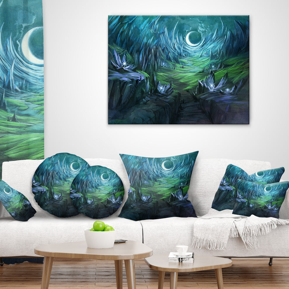Twilight Valley Landscape Abstract Throw Pillow, 16"x16"
