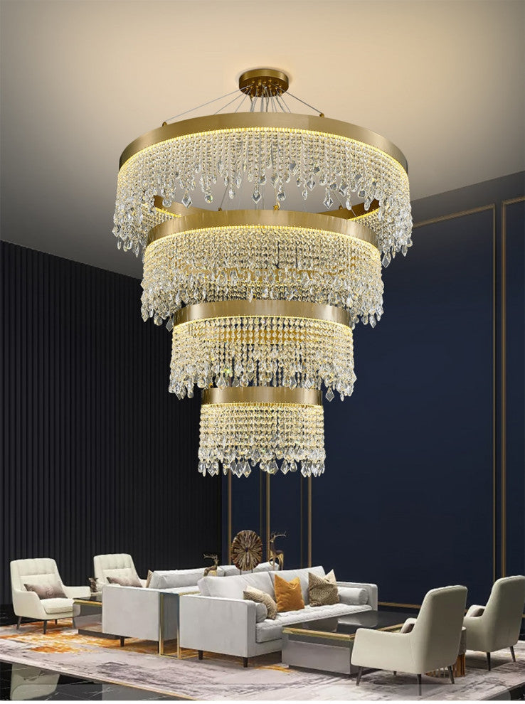 Loda | Multi-level Chic Large Crystal Chandelier, Cool Light 6000k