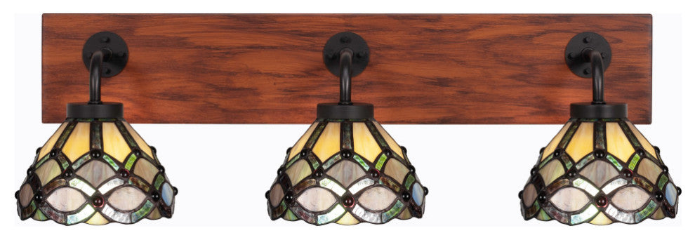 Oxbridge, Bath Bar, Matte Black & Painted Wood-look Metal, 7" Grand Merlot Glass
