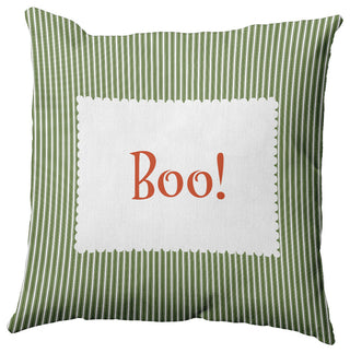 Halloween Boo Ticking Accent Pillow, Scallion, 18"x18"