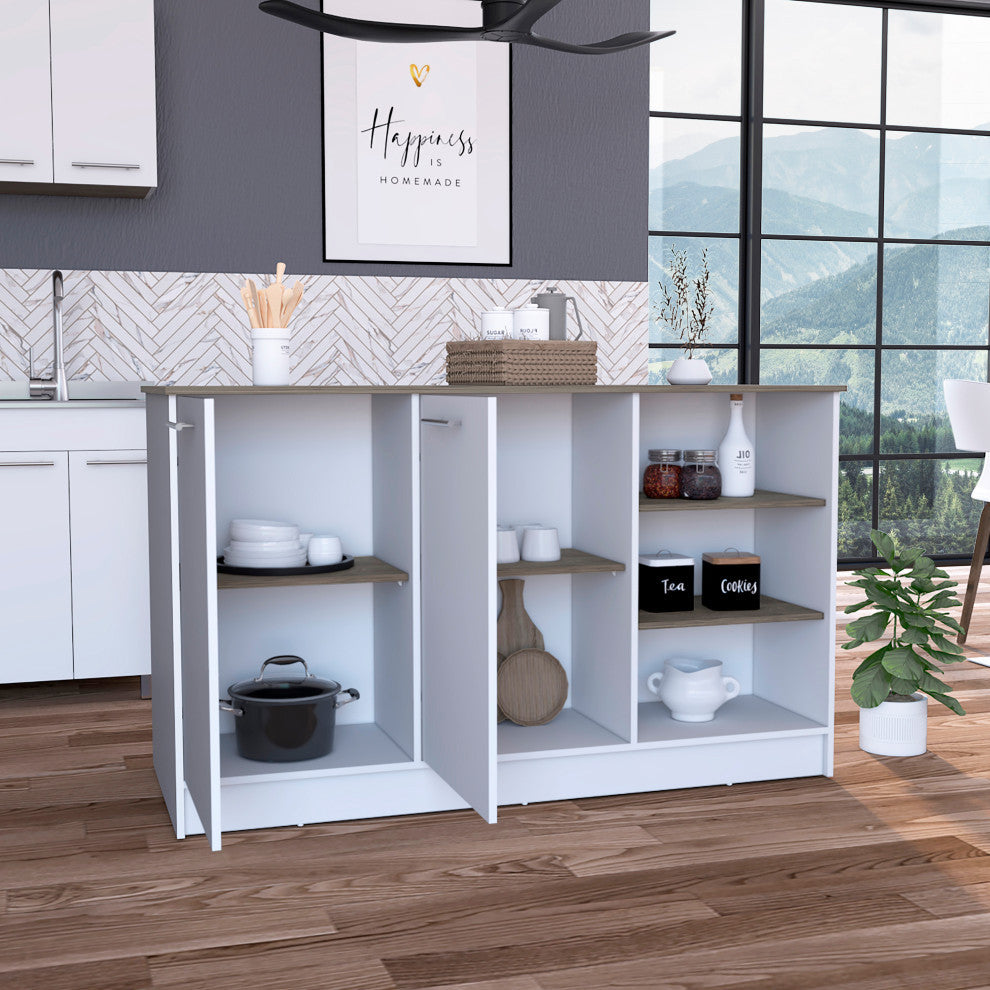 Gladiolus Kitchen Island White-Dark Brown