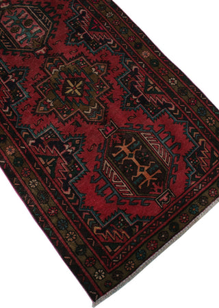 Fine Vintage Distressed Abzari Red Runner, 3'5x11'11