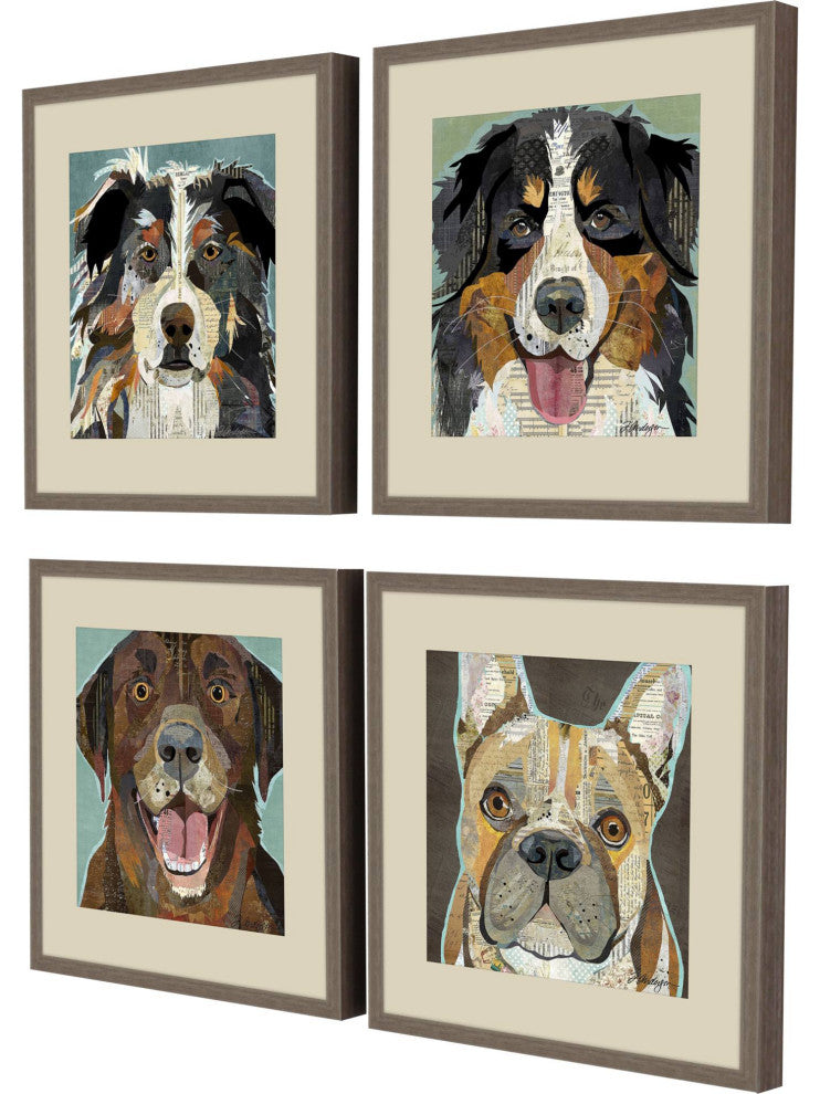Dog Collage I, 4-Piece Set