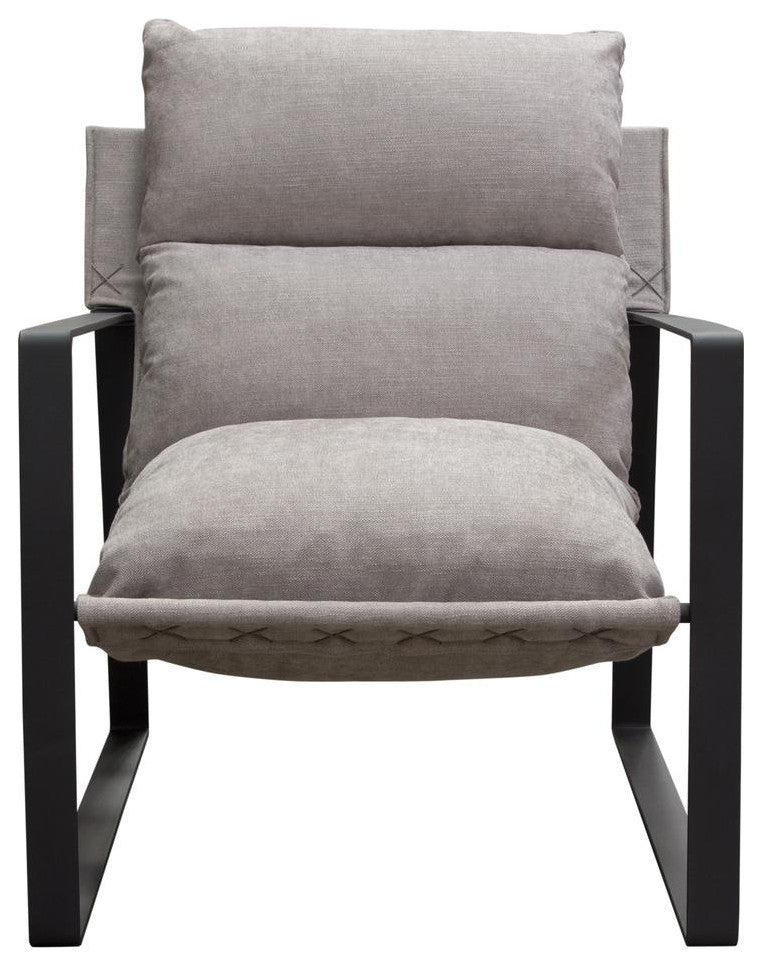 Miller Sling Accent Chair in Grey Fabric w/ Black Powder Coated Metal Frame...