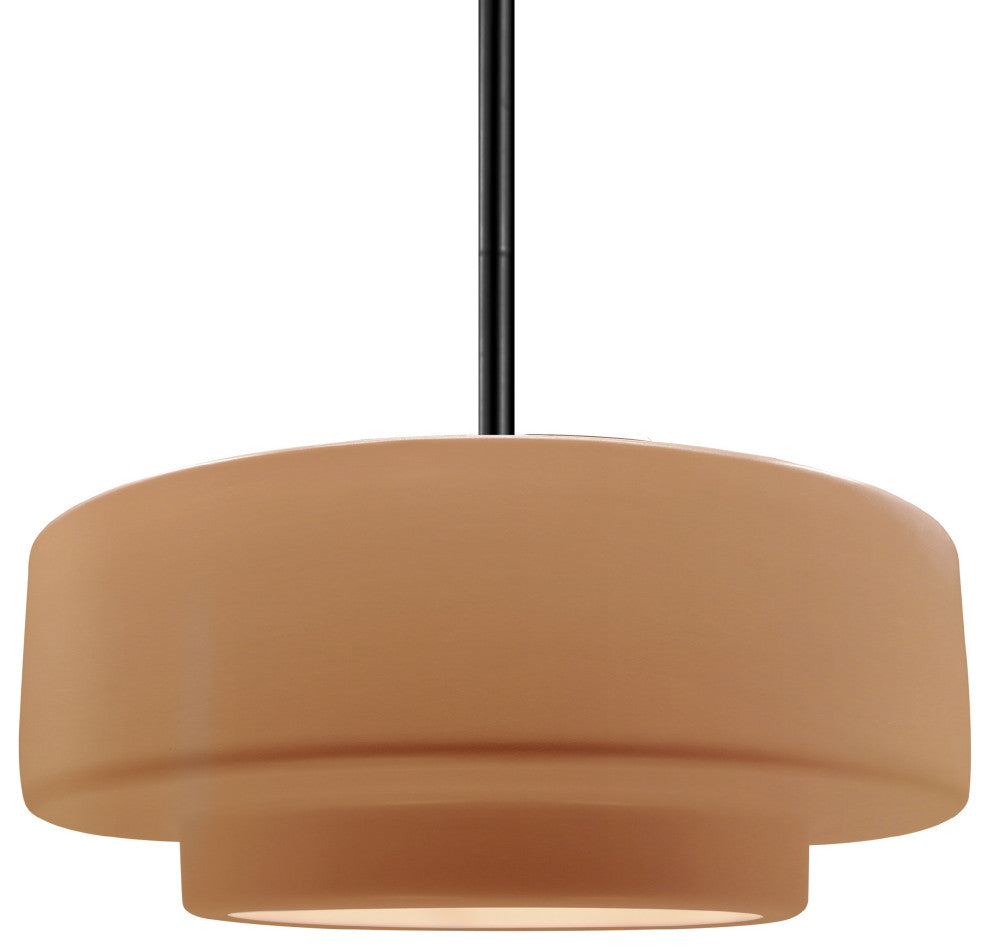 Radiance Medium Tier Pendant, Adobe Frame, Black Metal, LED, Rigid Stem Kit