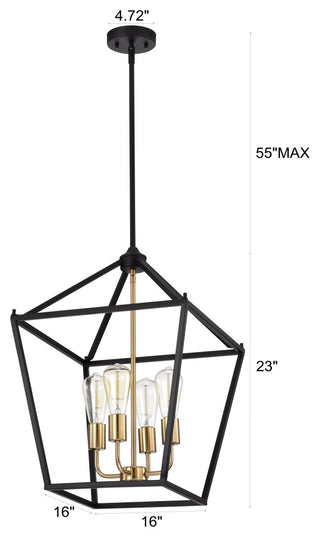 CHLOE Lighting IRONCLAD Industrial 4-Light Textured Black Inverted Pendant