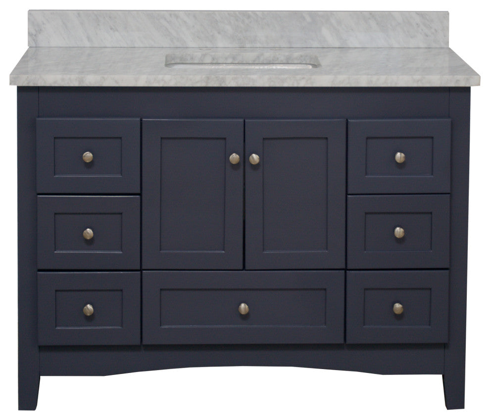 Abbey 48" Bathroom Vanity, Marine Gray, Carrara Marble