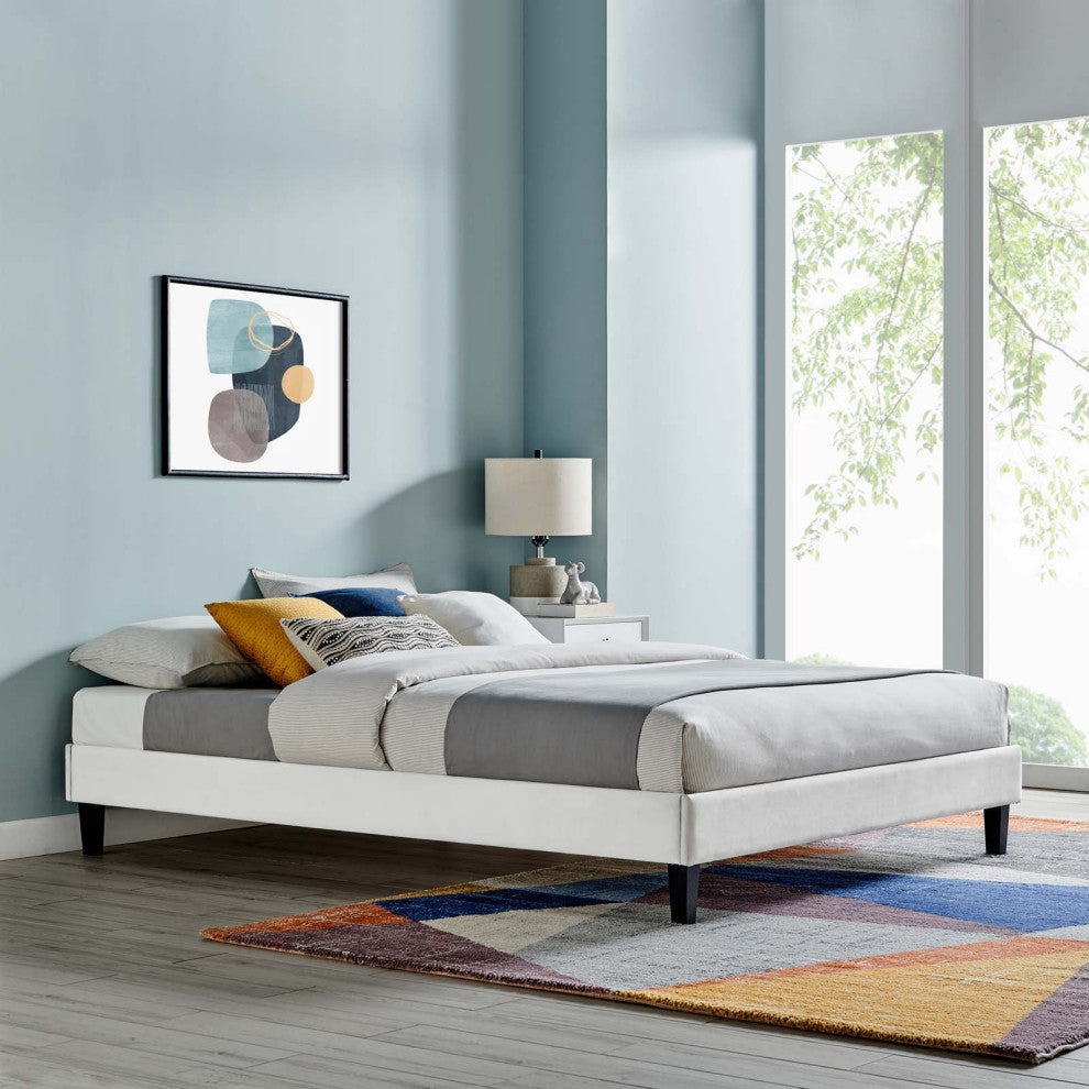 Reign Full Performance Velvet Platform Bed Frame - Light Gray Mod-6265-Lgr
