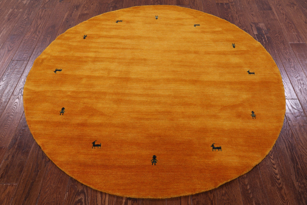 6' Round Hand-Knotted Persian Gabbeh Wool Rug - Q15132