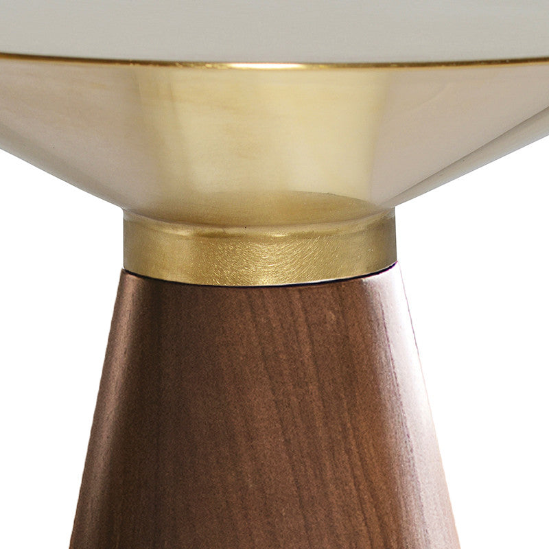 Iris 20-inch Side Table in Walnut and Brushed Gold
