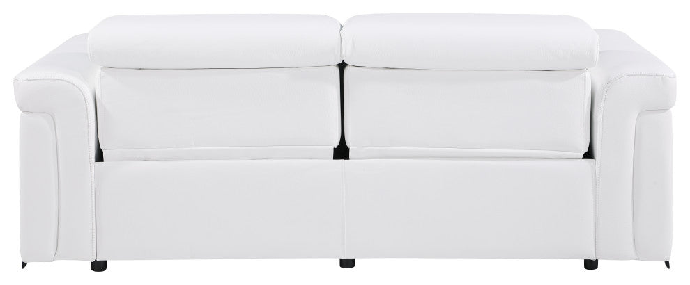 Augusto Top Grain Power Reclining Italian Leather Sofa, White