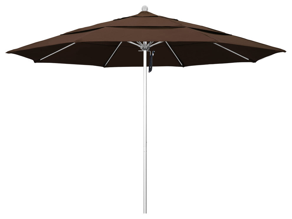 11' Fiberglass Umbrella Silver Anodized, Mocha, 11'