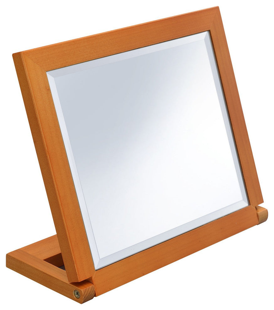 Walnut Finish Rectangle Adjustable Vanity Mirror
