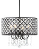 Gigi Metal and Crystal Adjustable LED Drop Pendant, Black and Clear, 17