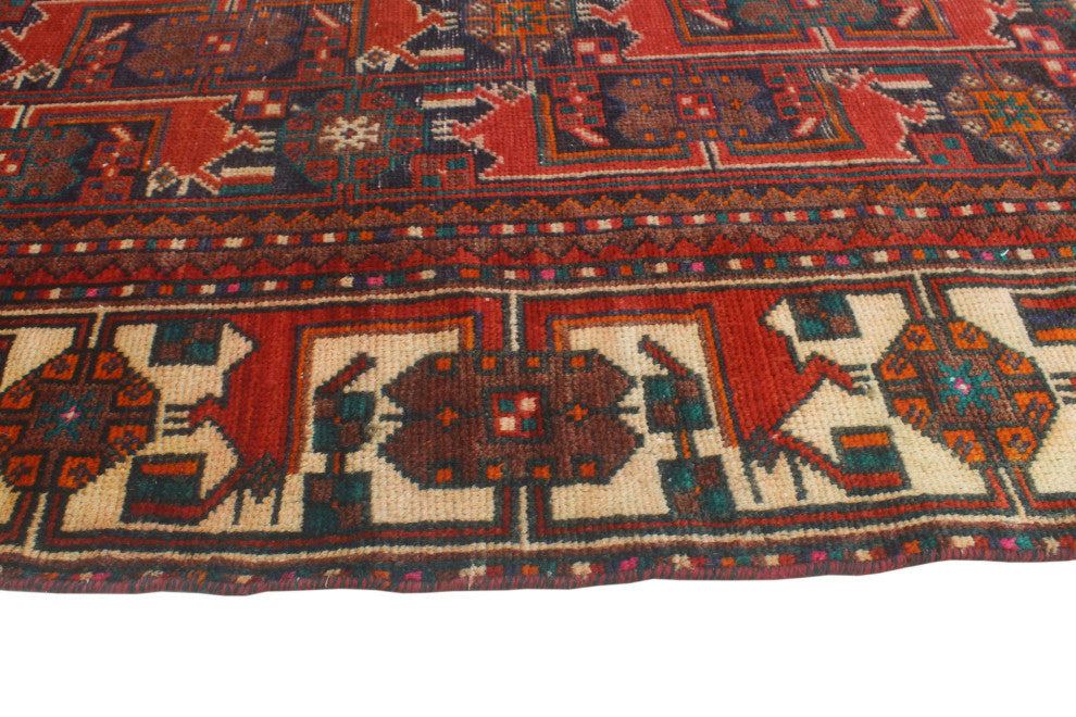 Fine Vintage Distressed Jaryl Navy/Beige Runner, 3'3x9'6